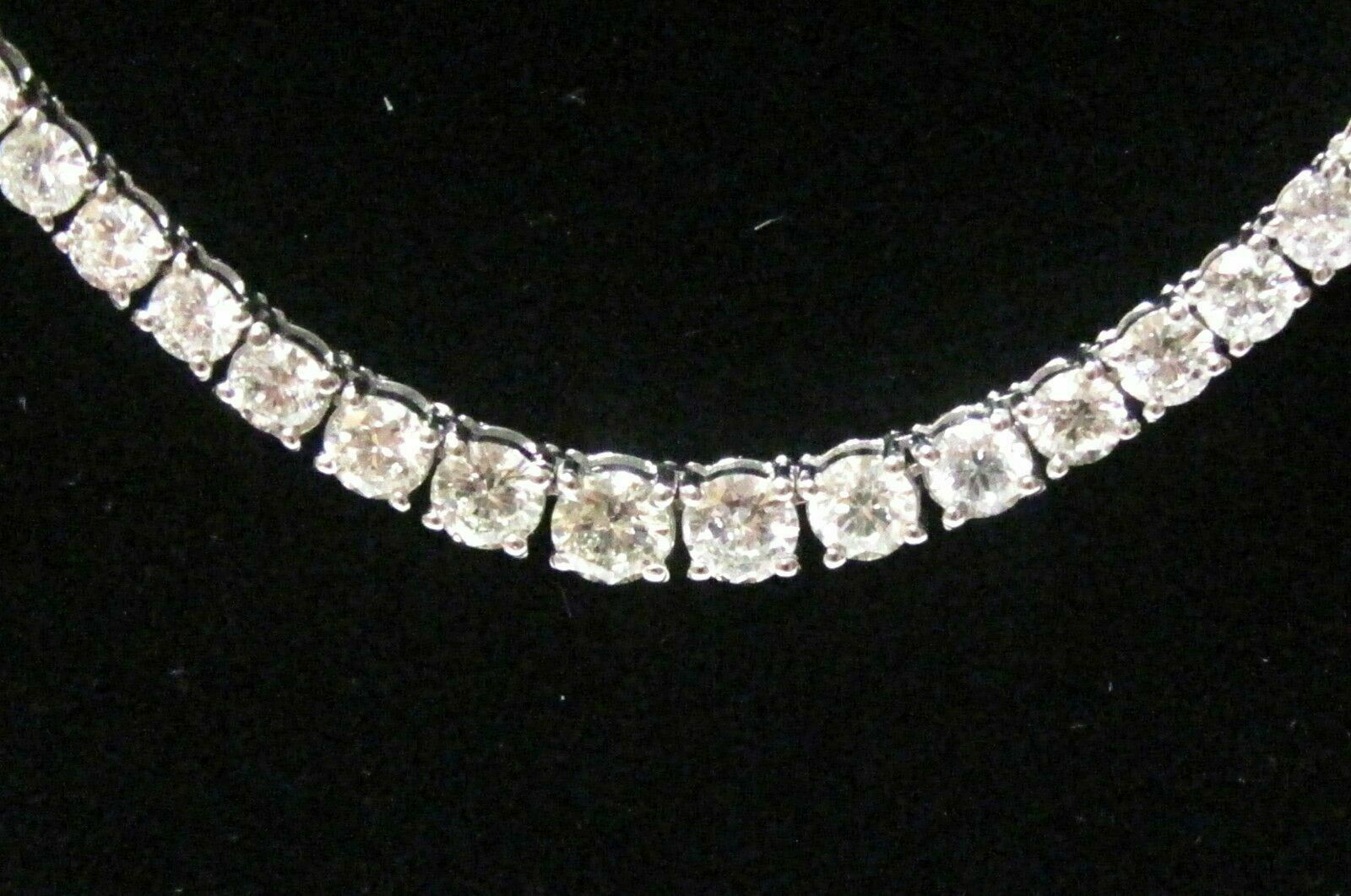 12.55 TCW Round Brilliant Cut Diamond Riviera Necklace F-G VS2 18k White Gold