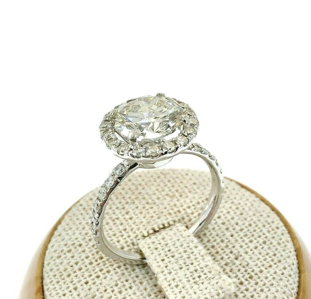 $23,000 Retail 3.41 Carats EGLRound Diamond Halo Wedding Ring Set 2.24 ct Center