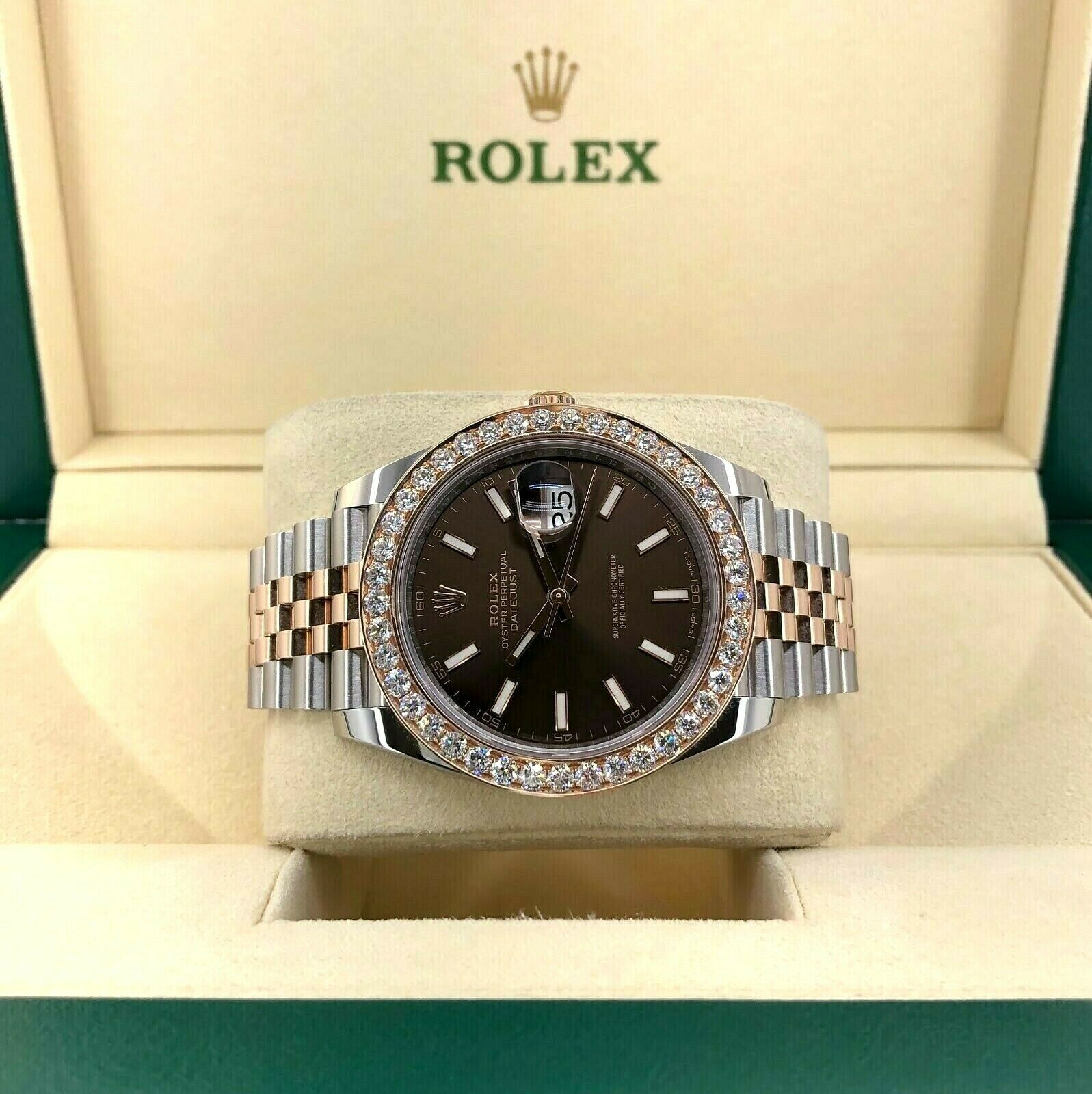 Rolex Datejust II Diamond Bezel Watch 18K Rose Gold Steel Jubilee Band 126331