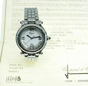 Women's Chopard Happy Sport Diamond Watch Stainless Steel w Papers 32mm Quartz