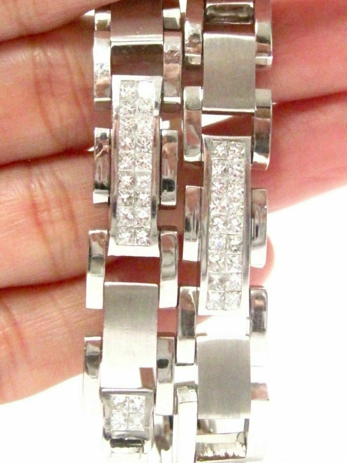 Fine 5.75 TCW Double Row Men's Princess Cut Diamond Bracelet G SI-1 14k