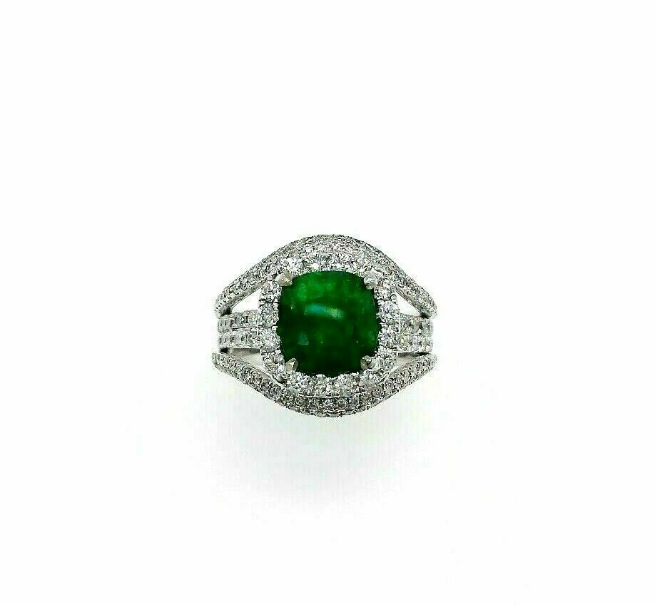 5.00 Carats t.w. Diamond and Emerald Anniverasy Ring Emerald is 3.15 Carats 18K