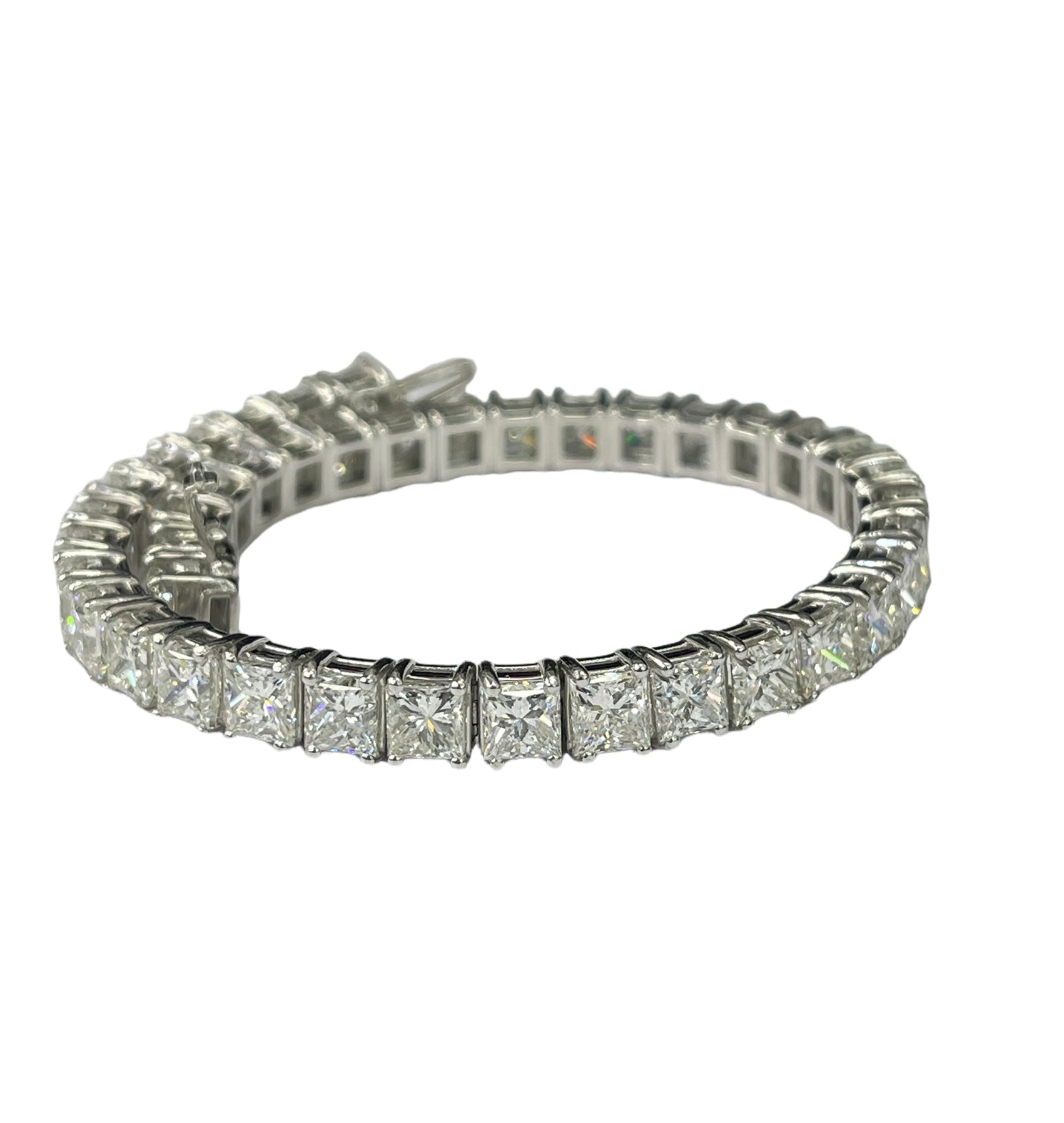 Princess Cut Diamond Tennis Bracelet 20.58 Carats Platinum