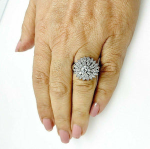 Vintage 3.40 Carats Platinum Round & Marquise Diamond Wedding Anniversary Ring
