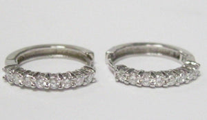 Fine 14.2mm Single Row Hoop Diamond Earrings G-H SI-1 14kt White Gold