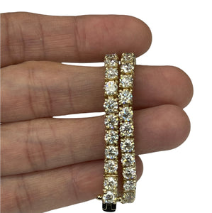Tennis Bracelet Round Brilliants Diamonds 9.85 Carats Yellow Gold 14kt