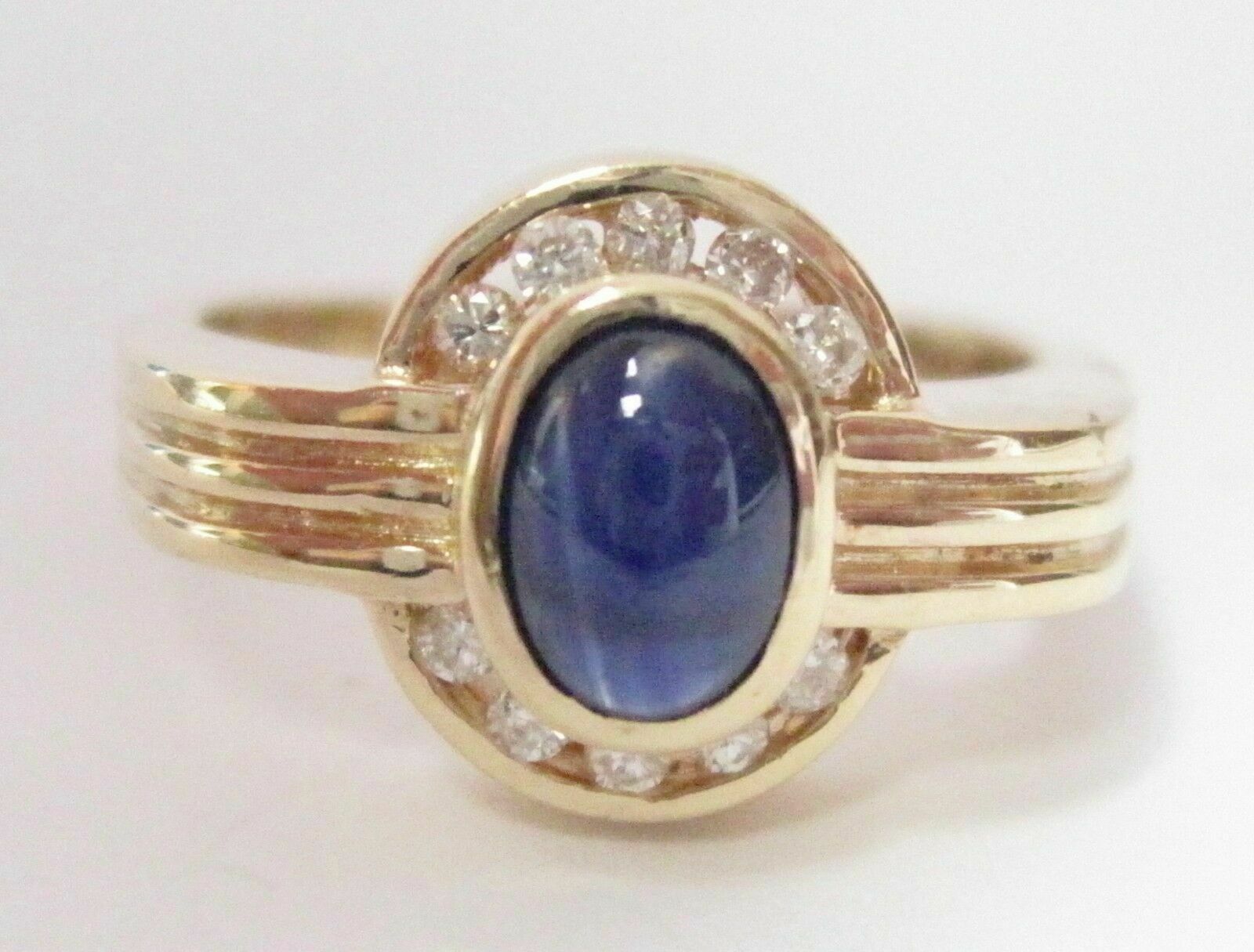 Fine Natural Oval Cut Blue Sapphire Diamond Ring Size 6 14kt WG
