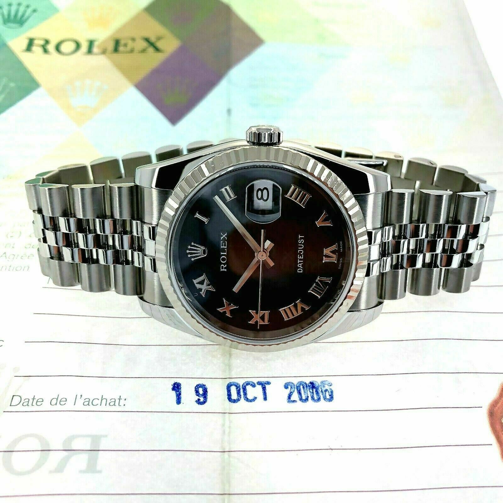 Rolex 36MM Datejust Watch 18K Gold/Stainless Ref # 116234 Factory Box Papers
