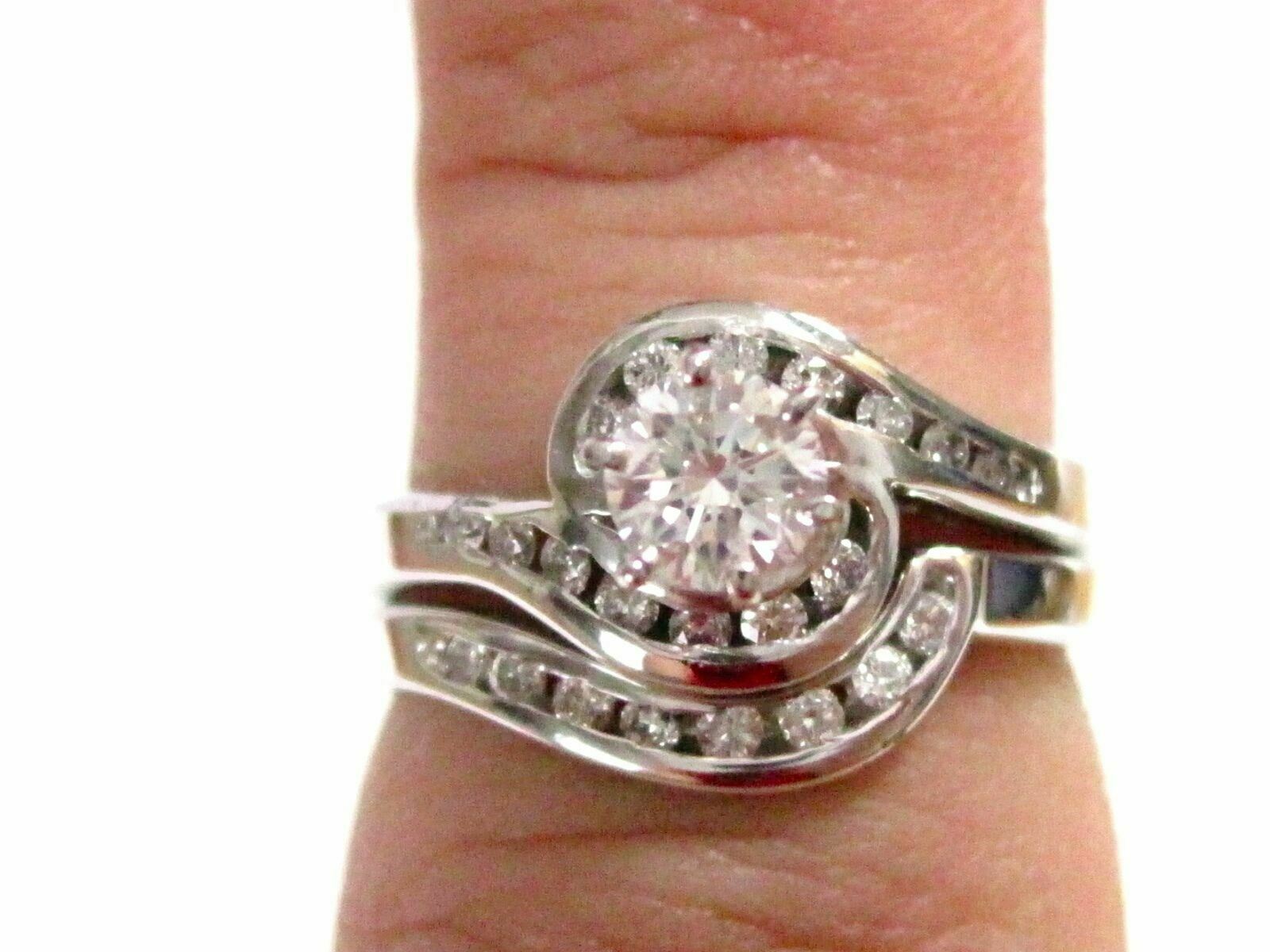 .60 TCW Round Diamond Ring Bridal Wedding Set G SI1 Size 7.5 14k White Gold