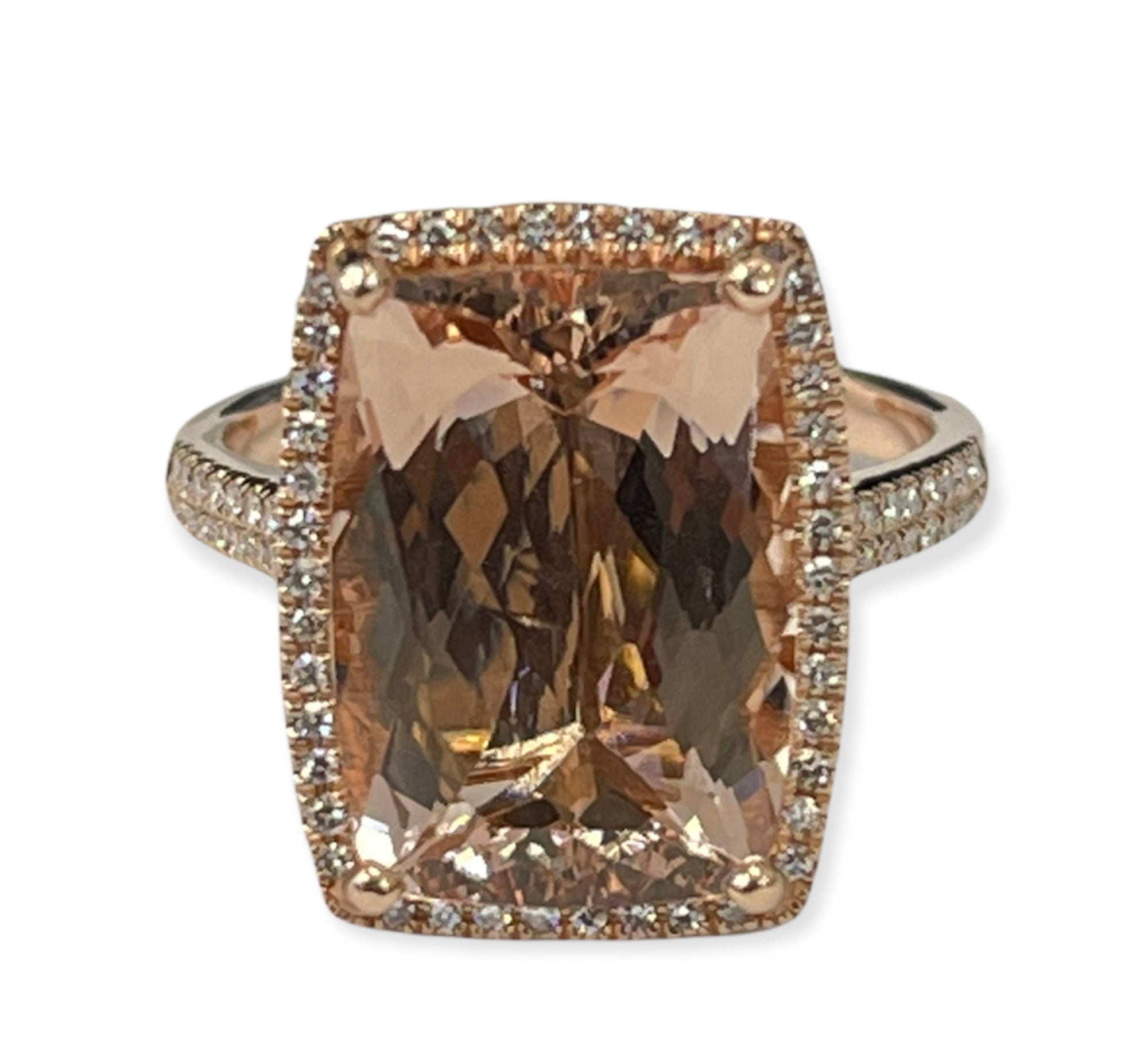 Morganite Gem Solitaire with Accents Diamond Ring