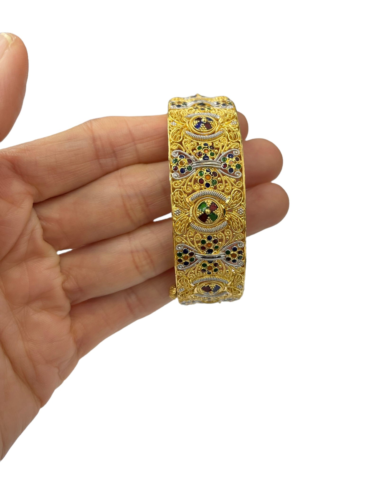 22kt Yellow Gold Indian Bracelet Bangle 19.5mm Wide