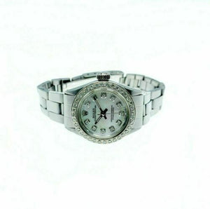 Vintage Rolex 24MM Lady Oyster Stainless Steel Ref 6623 Diamond Dial and Bezel