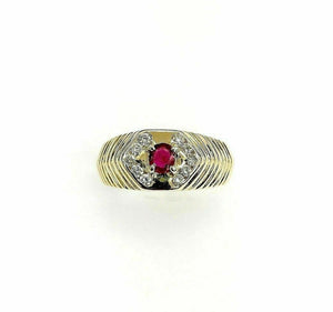 1.45 Carats t.w. Mens Diamond and Ruby Ring 14K Yellow Gold 7.5 Grams