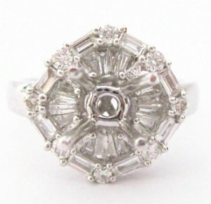 Fine 4 Prongs Semi-Mounting Round Diamond Bridal Ring 18k White Gold