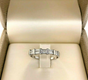 Fine 0.40 Baguette Cut Diamond Channel Set Stack Ring Wedding Band 14K Gold