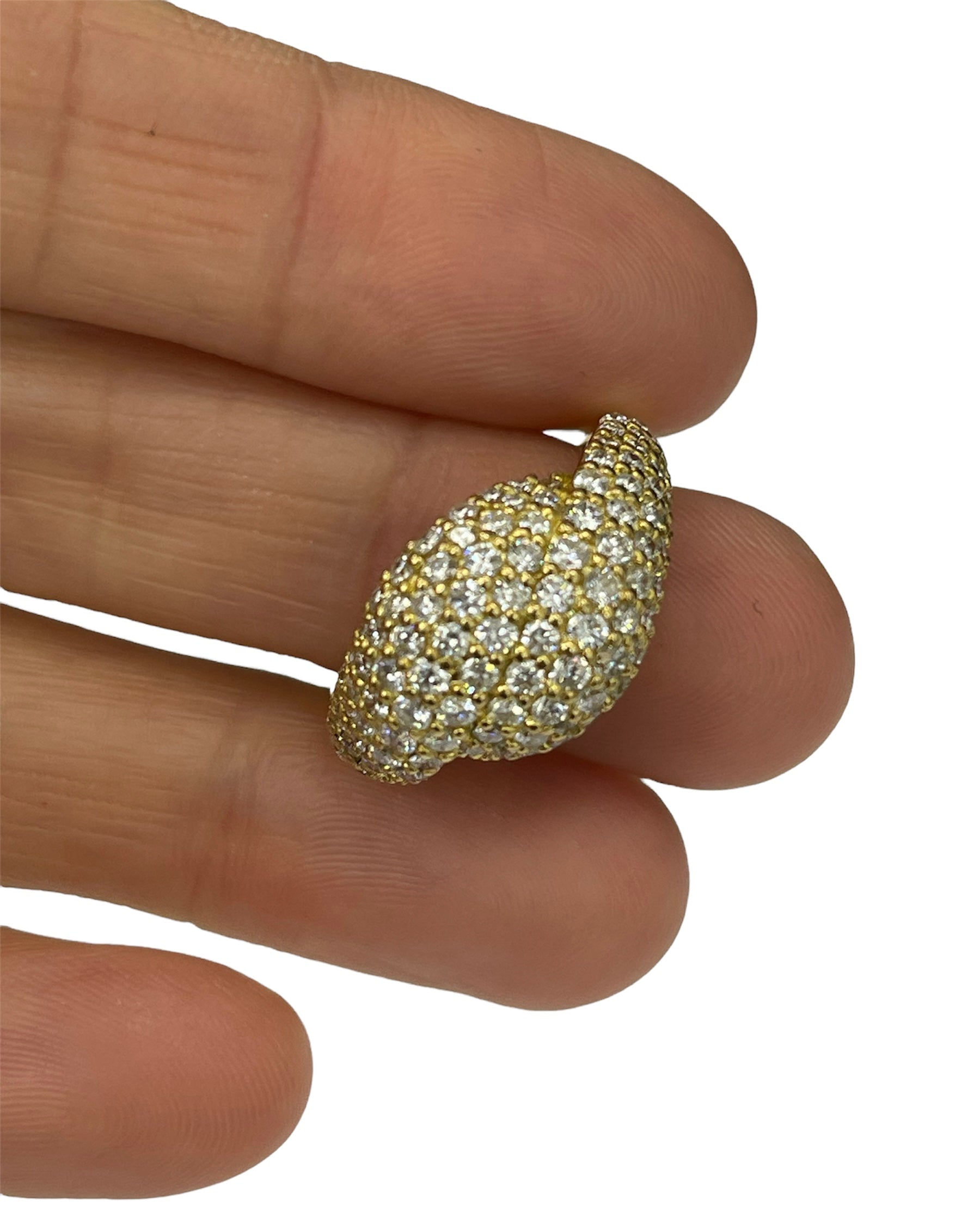 Micro Pave Round Brilliants Twist Diamond Ring Yellow Gold