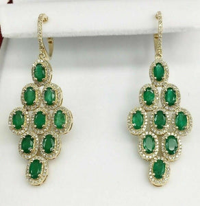 5.51 Carats t.w. Emerald and Diamond Chandelier Earrings Emeralds 4.20 Carats