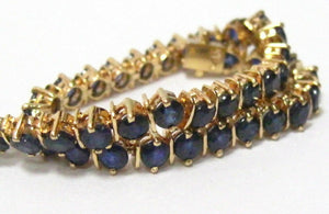 8.00 TCW Round Brilliant Cut Blue Sapphire Tennis Bracelet 14k Yellow Gold