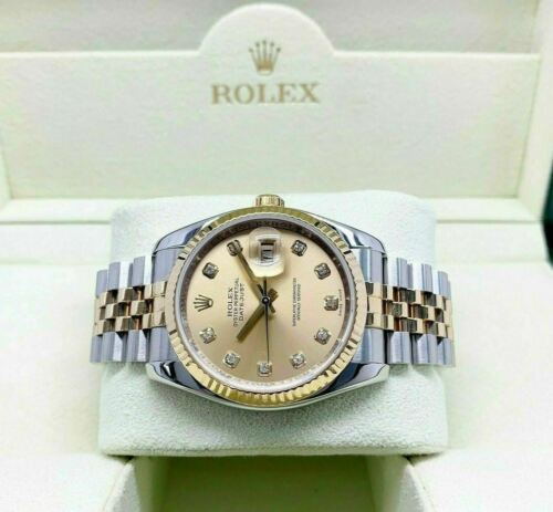 Rolex 36 MM Datejust Watch 18K Yellow Gold Stainless Steel Ref 116233 Box Papers