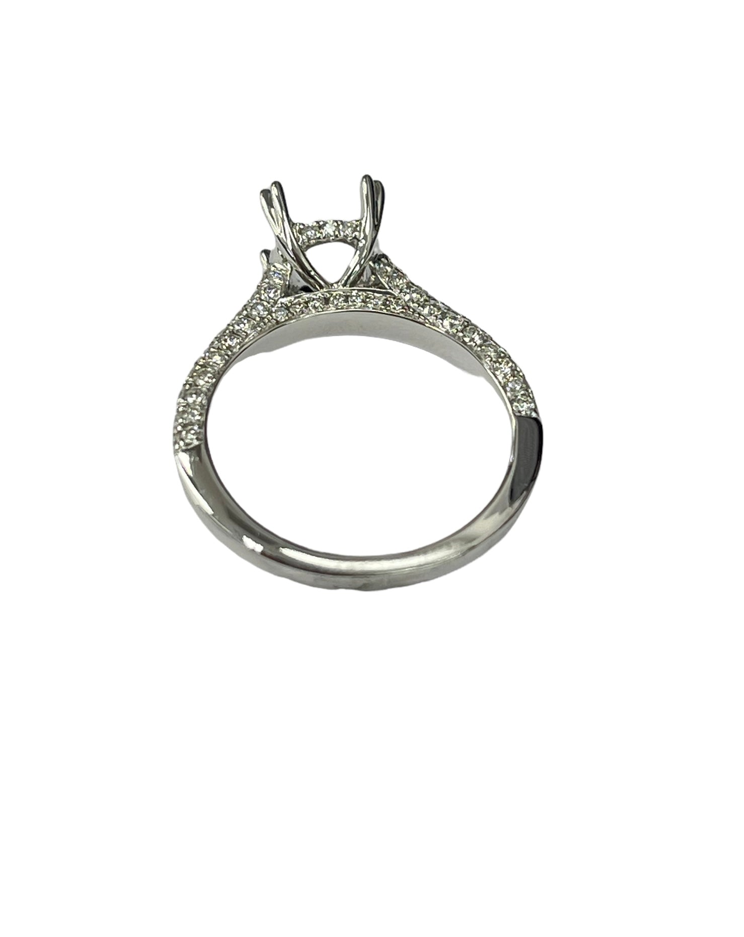 4 Prong Semi-Mounting Engagement Diamond Ring White Gold 18kt