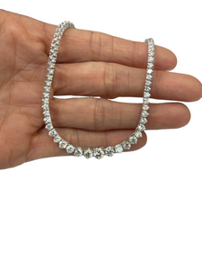 Graduated Tennis Diamond Necklace Chain 14kt White Gold