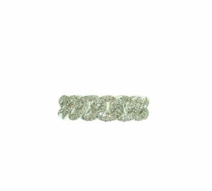 0.94 Carat t.w. Pave' Diamond Cuban Link/Chain Eternity Ring 14K White Gold