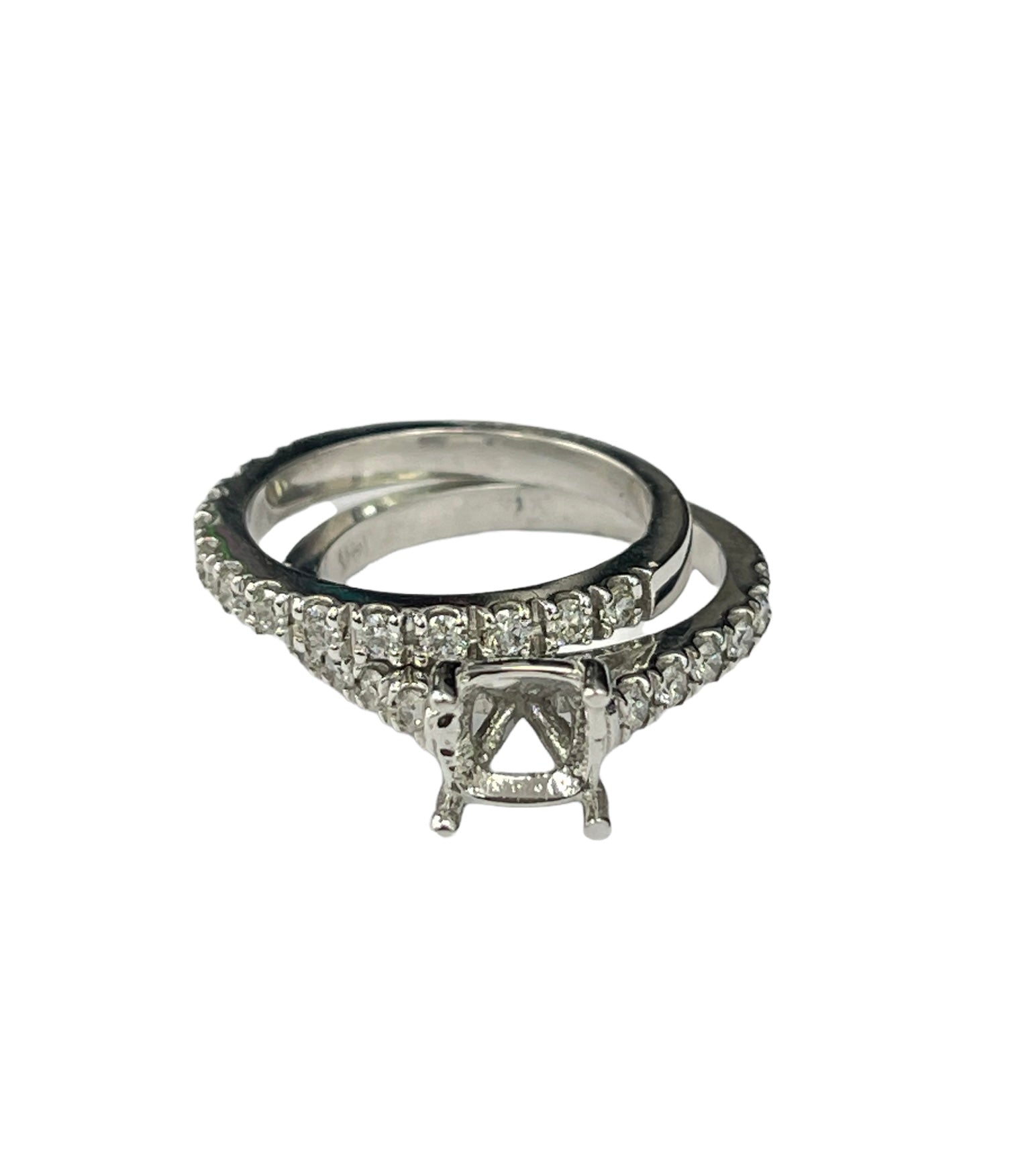 4 Prong Semi-Mounting Engagement Set Diamond Ring White Gold 14kt