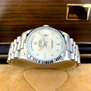 Rolex Day Date President 18K White Gold 36mm Watch 18239A Factory Diamond Dial