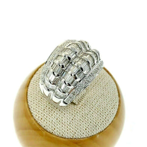 2.25 Carats Baguette & Round Diamond Wide 16mm Channel Pave Anniversary Ring