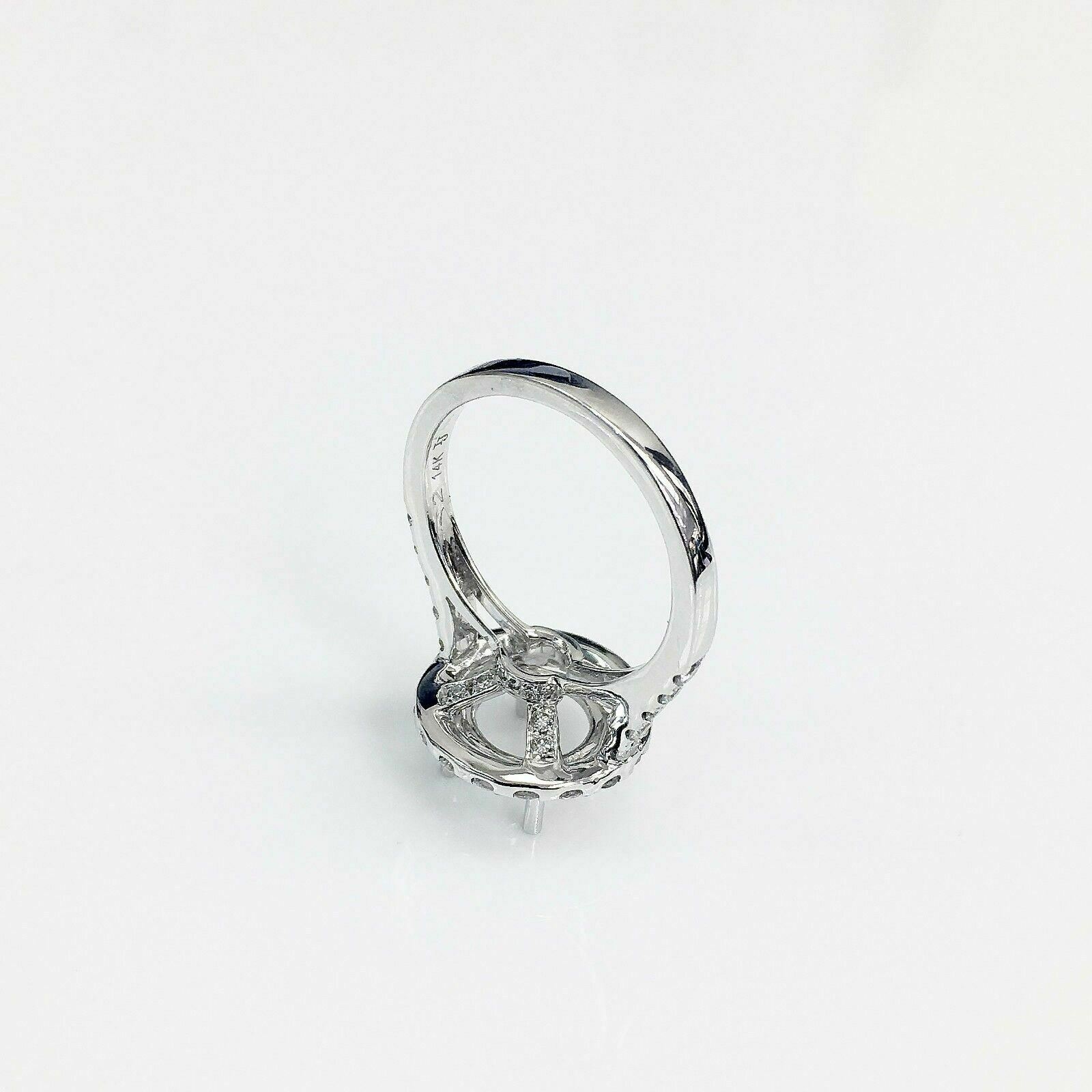 Fine 1.40 Carats Halo Semi-Mounting Round Diamond Ring Engagement 14k W/G