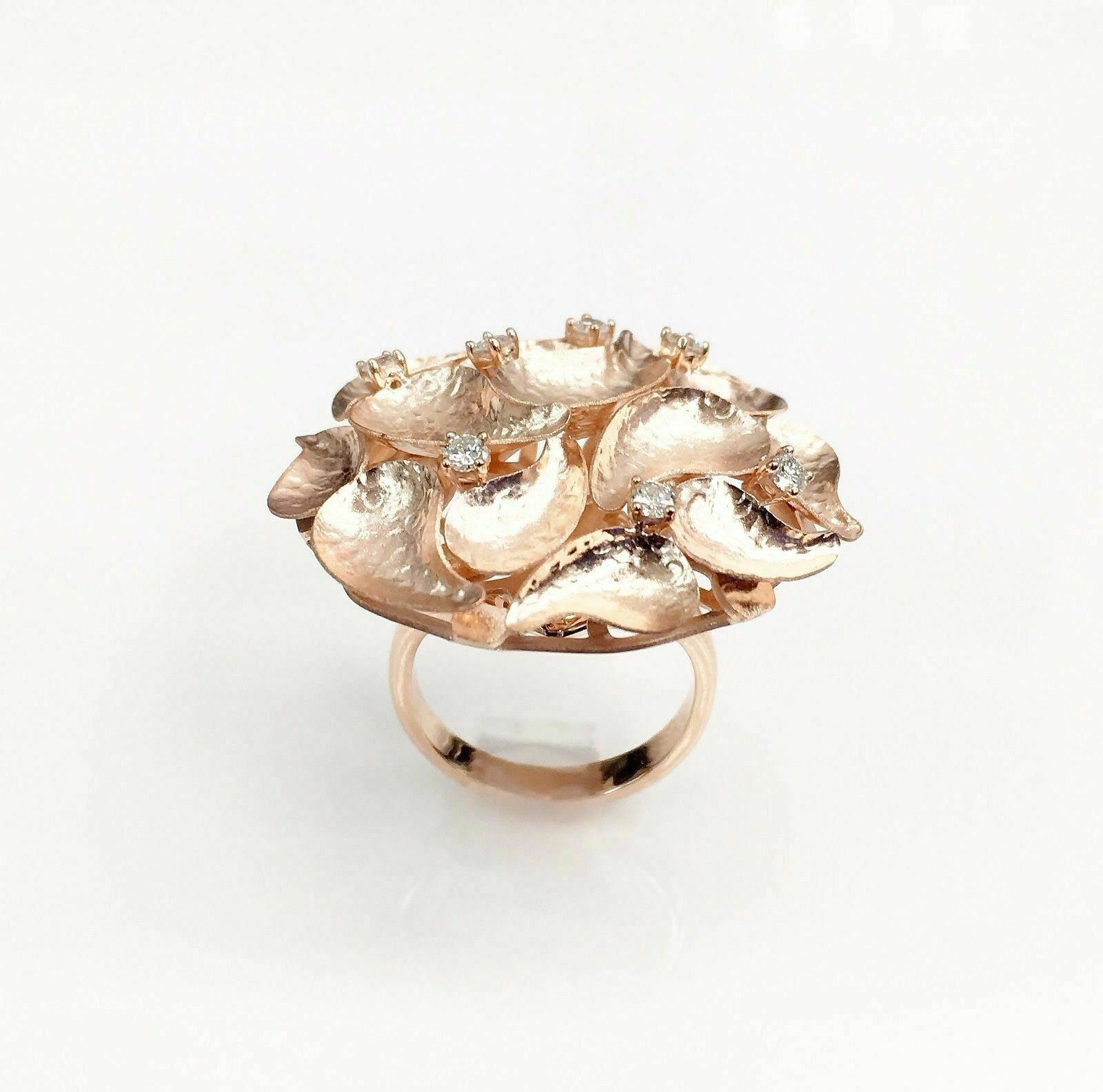 0.38 Carats t.w. Custom Made Diamond Bouquet Ring 18K Rose Gold Brand New