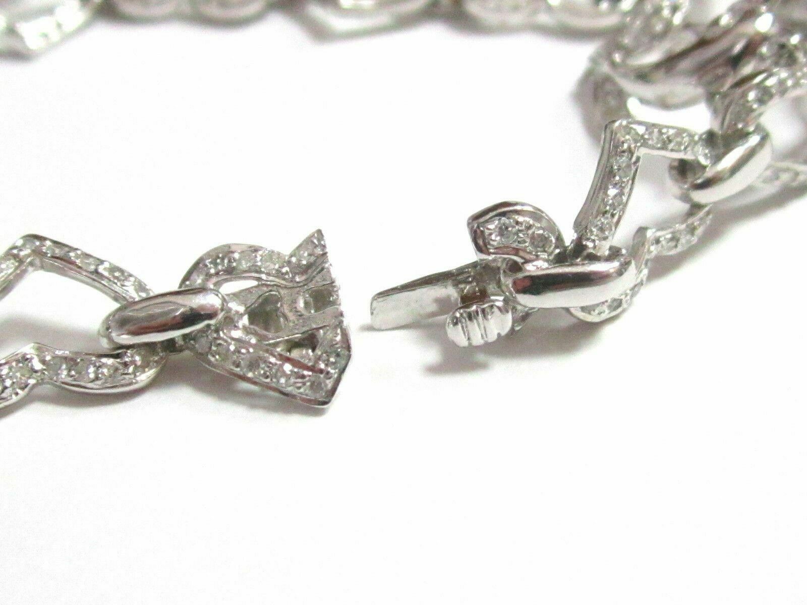 Fine 2.50TCW Diamond Heart Charm Dangling Bracelet G SI1 7Inches 14k White Gold