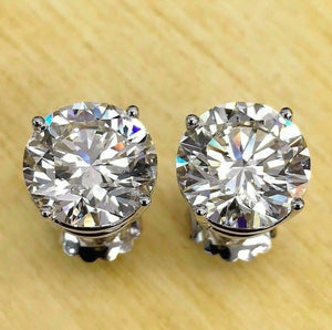 12.02 Cttw. GIA J SI1 Perfectly Matched Pair Stud Earrings On Platinum IDEAL CUT