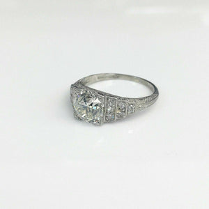 1.70 Carats Antique Art Deco Wedding Diamond Ring GIA Certificate Included 1930s
