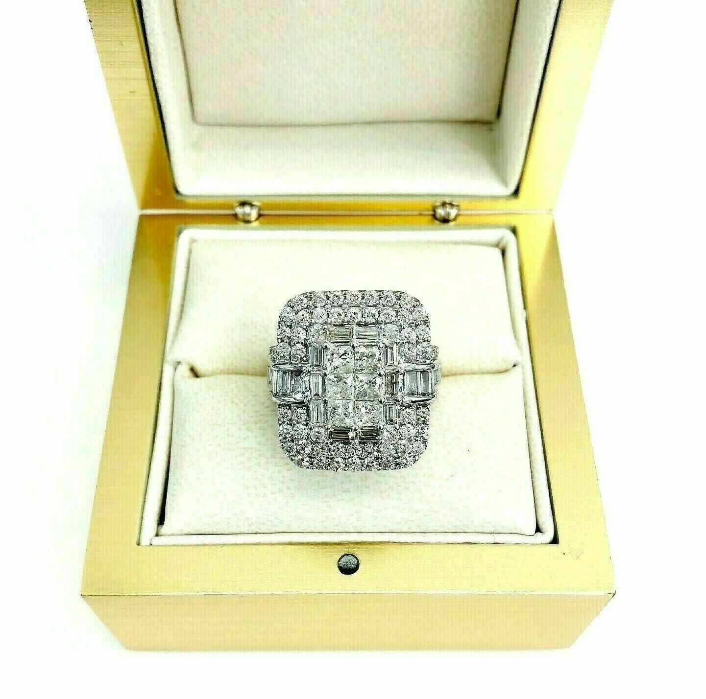 3.15 Carats Diamond Wedding Anniversary Ring Large Invisible Set Halo Center