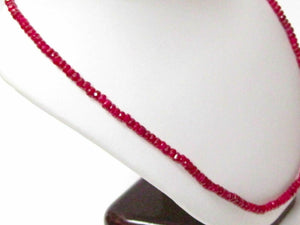 Fine 65 Carat Red Ruby String/Strand Beads Necklace 17 Inches 14kt White Gold