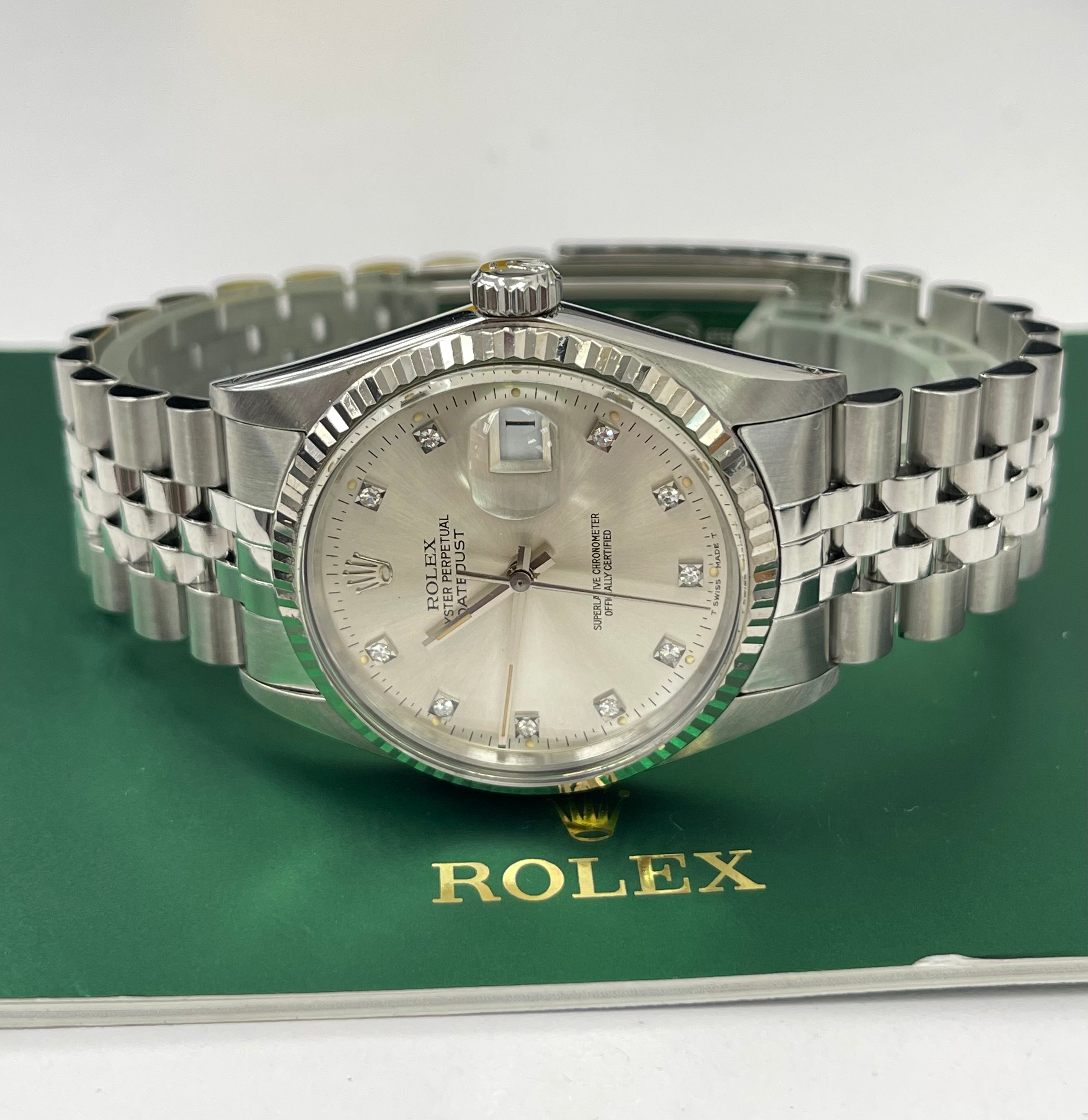 Rolex Datejust 36mm Factory Diamond Dial Stainless Steel Ref 16014