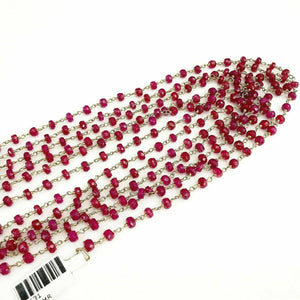 205 Carats Natural ruby Layering Necklace Strand Necklace 14K Yellow GF 112 Inch