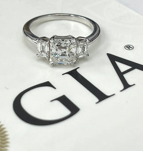 Square Emerald Cut Diamond Ring GIA Certified 1.30 F-VS1