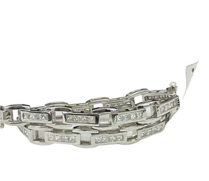 Princess Cut Chain Link Diamond Bracelet White Gold 14kt