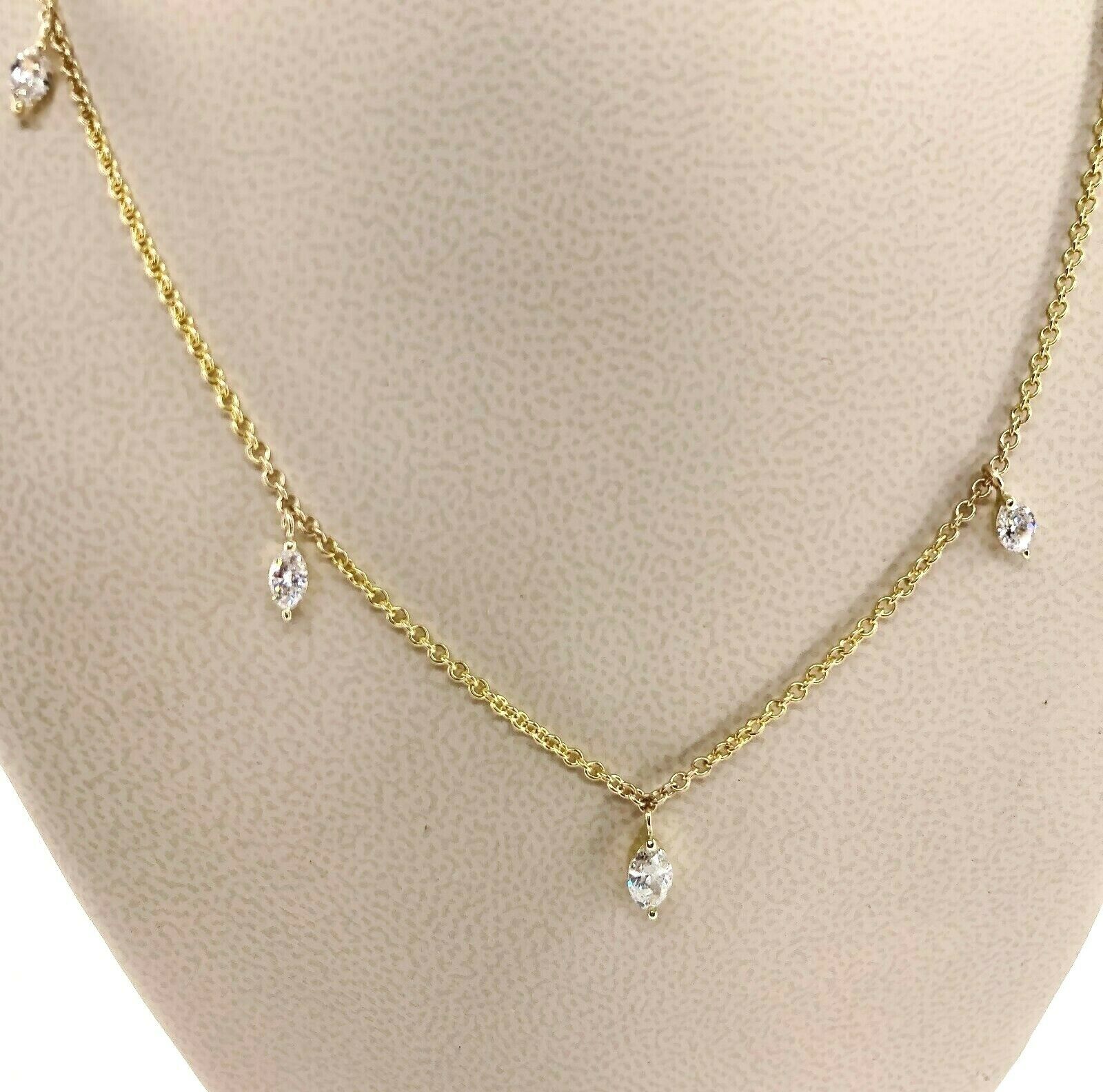 1.11 Carats t.w. Hand Assembled Marquise Diamond by The Yard Necklace Chain 14K