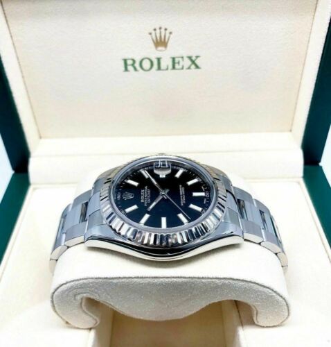 Rolex 41MM Datejust II Watch 18K Fluted Bezel Stainless Steel Ref 116334