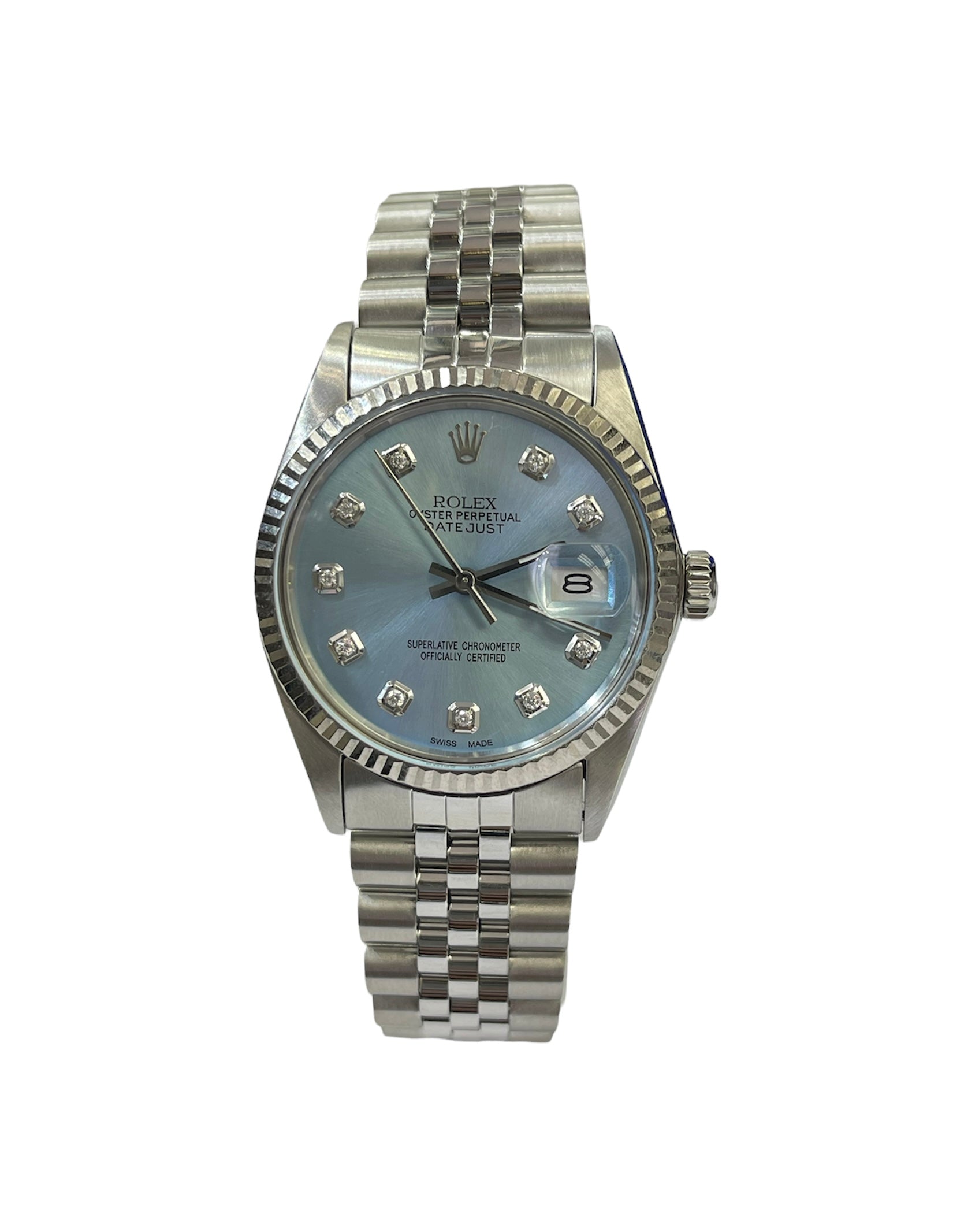 Rolex Datejust 36mm Custom Glacier Blue Diamond Dial 16014