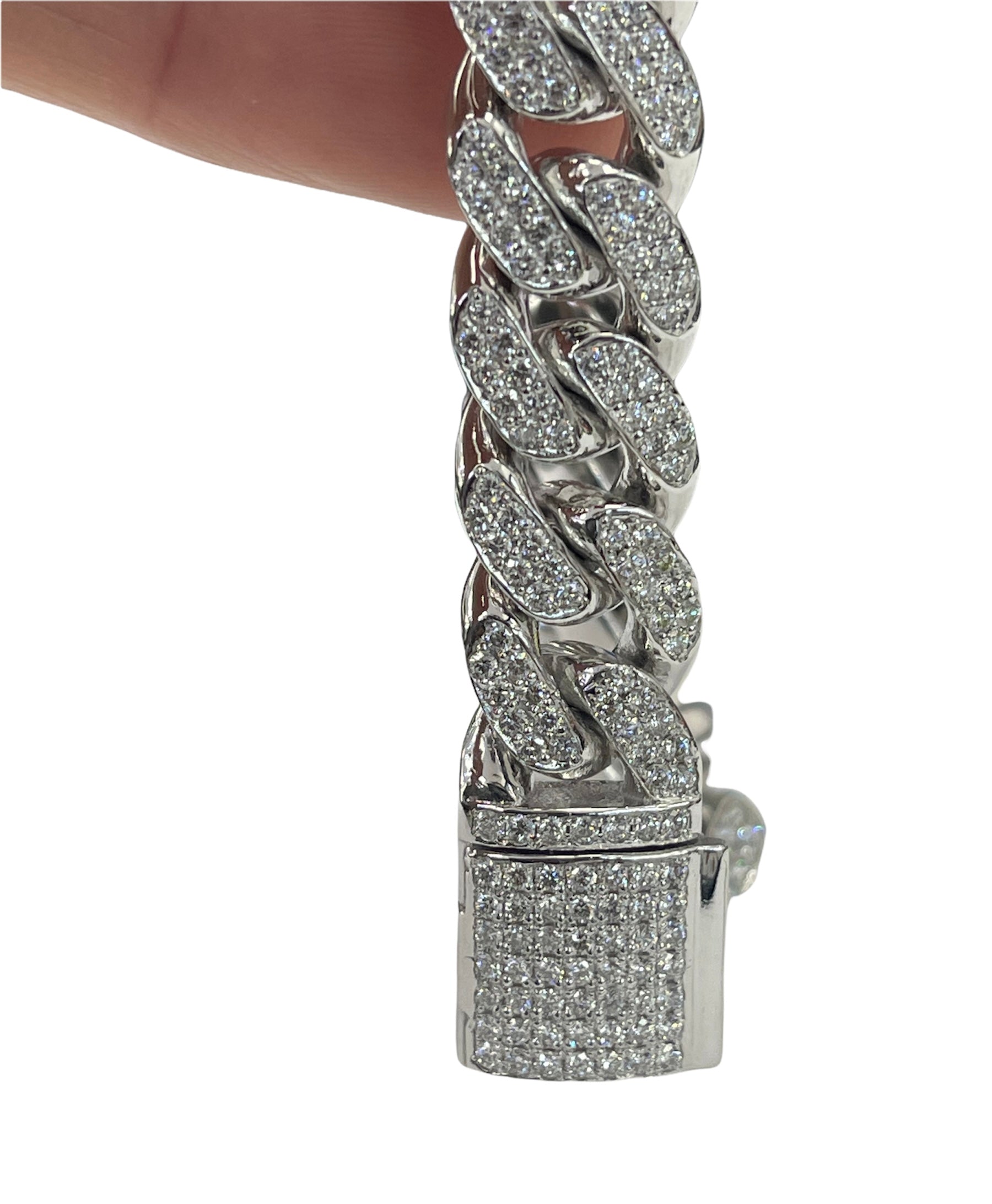 Cuban Link Diamond Bracelet Round Brilliants 5.27 Carats White Gold