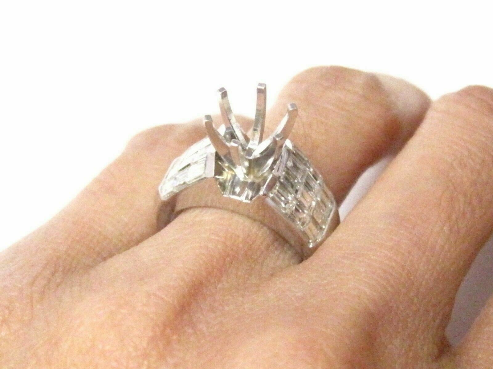 Fine F-VS-1 6 Prongs Wide Semi-Mounting Round Diamond Ring Engagement 18k W/G