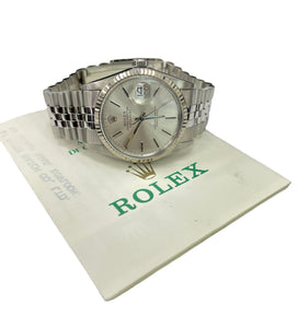 Rolex Datejust 36mm Silver Stick Dial with Papers 16014