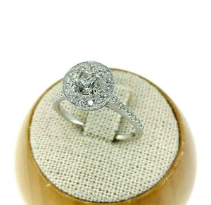 1.65 Carats t.w. Diamond Halo/Under Halo Wedding/Engagement Ring 18K White Gold