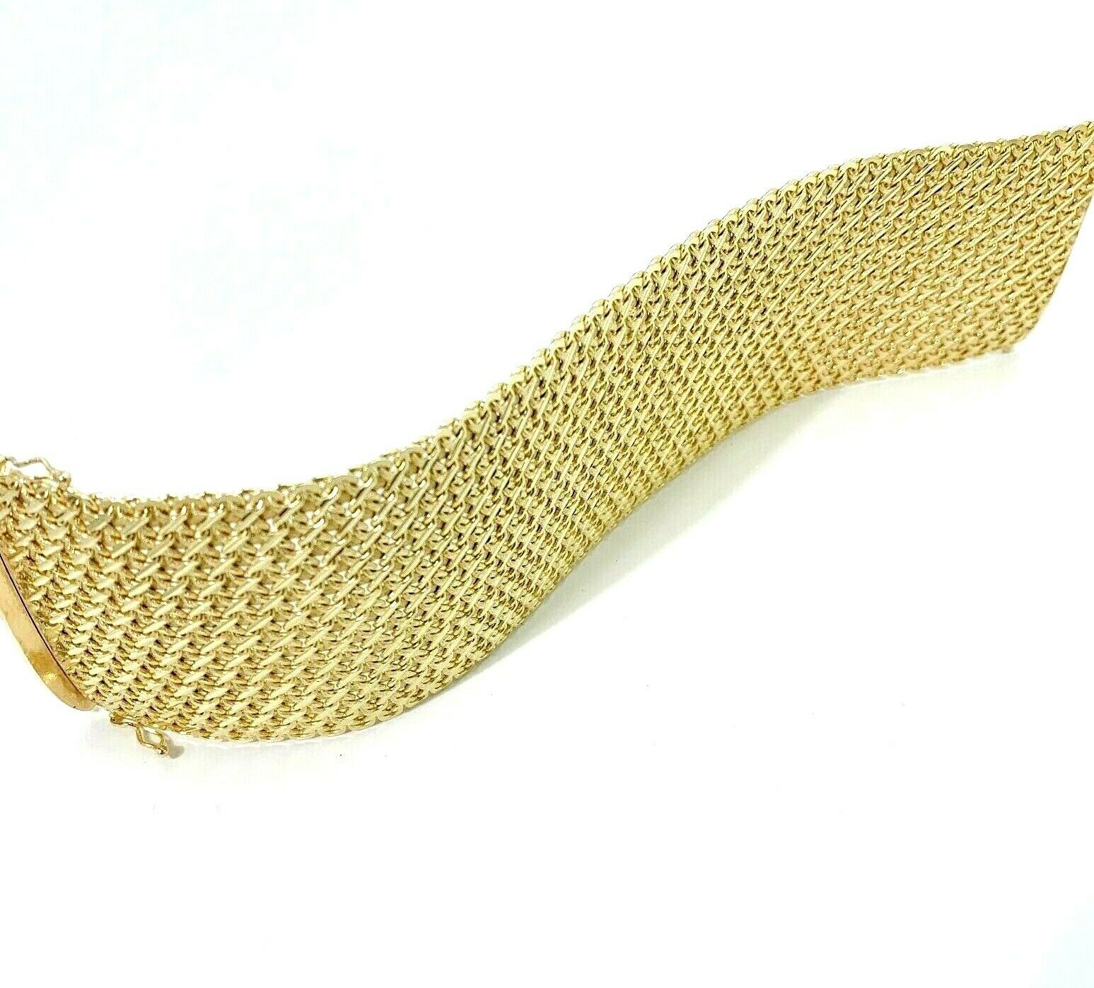 Vintage Italian Womens Bracelet Chain Mesh Solid 14K Gold 3.67 Ounces 1980's