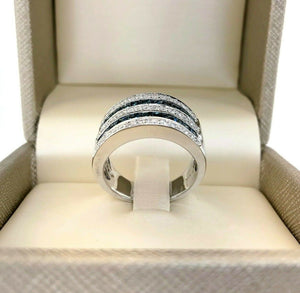 1.83 Carats t.w. Blue and White Diamond Channel and Pave Set Anniversary Ring