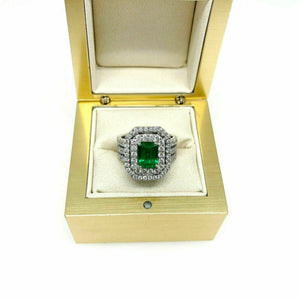 2.87 Carats t.w. Diamond and Emerald Ring Emerald is 1.52 Carats May Birthstone